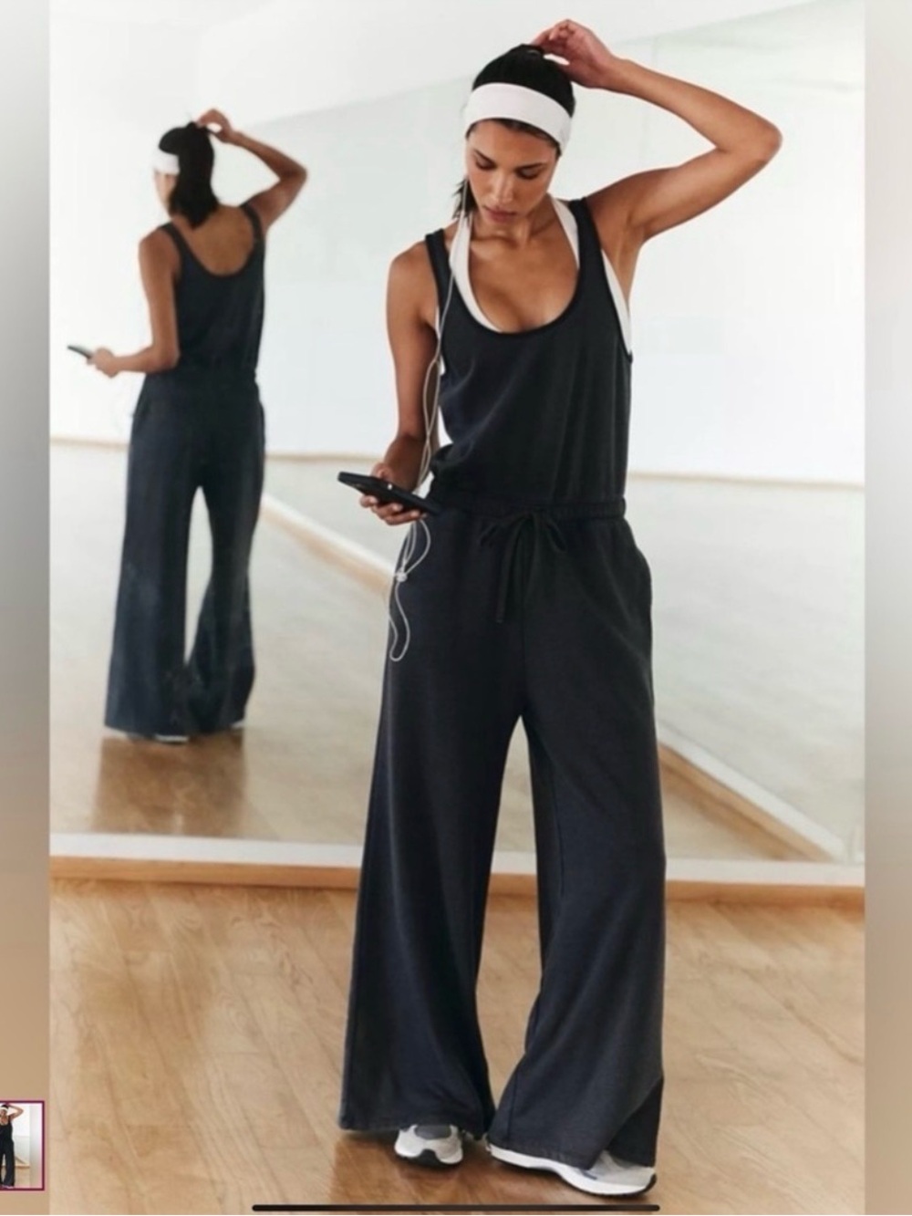FP Movement by Free People Black Wide-Leg Jumpsuit with Scoop Neck